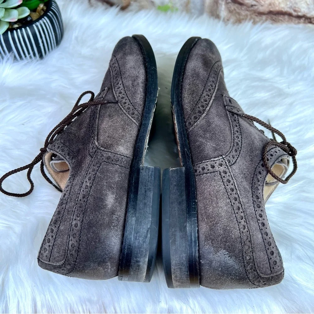 RED BY SAKS FIFTH AVENUE Men's Classic Brown Suede Lace-Up Wingtip Oxfords, 8.5